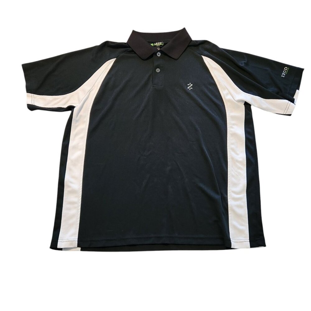 Izod Polo Extreme Function Golf Shirt XFG Black White Performance Mens Large
